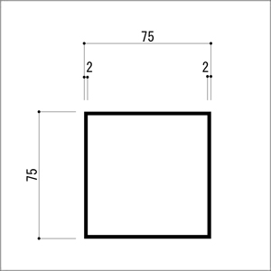 アルミ等辺角パイプ 2.0x75x75x4000mm アルマイトシルバー 【※サービスカット対応商品です】