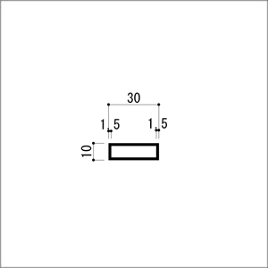 アルミ角パイプ 不等辺 アルミ角柱 アルミ角材 1.5x10x30x4000mm アルマイトシルバ...