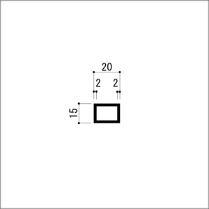 アルミ角パイプ 不等辺 アルミ角柱 アルミ角材 2.0x15x20x4000mm アルマイトシルバ...