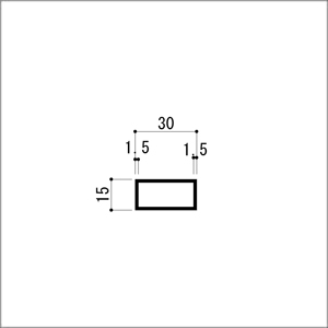 アルミ角パイプ 不等辺 アルミ角柱 アルミ角材 1.5x15x30x4000mm アルマイトシルバ...