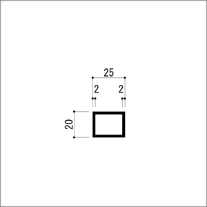 アルミ角パイプ 不等辺 アルミ角柱 アルミ角材 2.0x20x25x4000mm ブロンズ 【※サー...