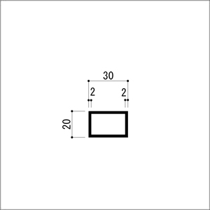 アルミ角パイプ 不等辺 アルミ角柱 アルミ角材 2.0x20x30x4000mm アルマイトシルバ...