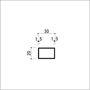 アルミ角パイプ 不等辺 アルミ角柱 アルミ角材 1.5x20x30x5000mm（4M+1M） アルマ...