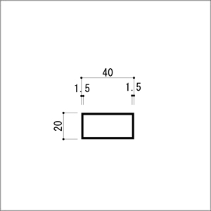 アルミ角パイプ 不等辺 アルミ角柱 アルミ角材 1.5x20x40x5000mm（4M+1M） クリア...
