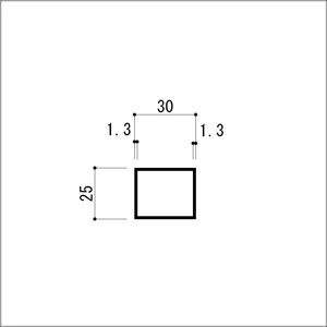アルミ角パイプ 不等辺 アルミ角柱 アルミ角材 1.3x25x30x4000mm アルマイトシルバ...