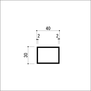 アルミ角パイプ 不等辺 アルミ角柱 アルミ角材 2.0x30x40x4000mm アルマイトシルバ...