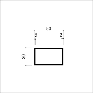 アルミ角パイプ 不等辺 アルミ角柱 アルミ角材 2.0x30x50x5000mm（4M+1M） アルマ...