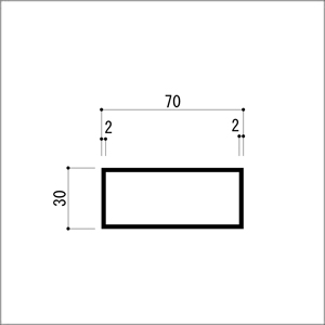 アルミ角パイプ 不等辺 アルミ角柱 アルミ角材 2.0x30x70x4000mm アルマイトシルバ...
