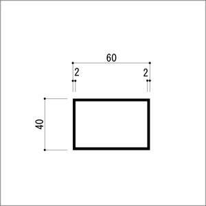 アルミ角パイプ 不等辺 アルミ角柱 アルミ角材 2.0x40x60x4000mm ブロンズ 【※サー...