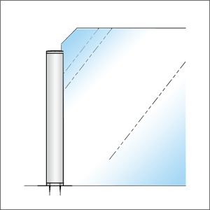 ガラススクリーンポール（ブースバー） Pタイプ 角二方 40mm（角型） x L450mm キリコミ平頭 インロー固定 クローム 【あす楽対応】 2