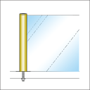 ガラススクリーンポール（ブースバー） Pタイプ 角二方 45mm x L250mm 平頭 ボルト固定 ゴールド 【あす楽対応】