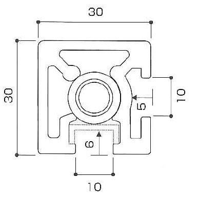 ガラススクリーンポールSタイプ フレーム 角二方 30mm(角型) x L300mm 平頭 ゴールド