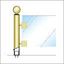 ガラススクリーンポール（ホルダータイプ） Sタイプ 角二方 32mm x L200mm ボール頭45 インロー固定 ゴールド 2