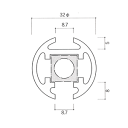 ガラススクリーンポール（ブースバー） Sタイプ 平二方 32mm x L400mm ボール頭35 ボルト固定 クローム 【あす楽対応】 3