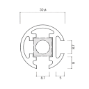 ガラススクリーンポール（ブースバー） Sタイプ 角二方 32mm x L200mm キリコミ平頭 インロー固定 ゴールド 【あす楽対応】 3