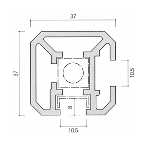 ガラススクリーンポール（ブースバー） Sタイプ 角二方 40mm（角型） x L250mm 平頭 角座固定 クローム