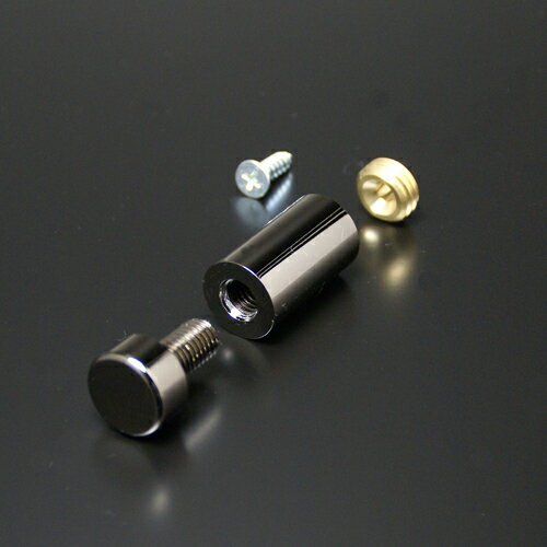 化粧ビス 15mm パイプ長 20mm セット 真鍮製 サインボード 装飾ビス 飾りビス フラットタイプ EPA-A15F-20 ブラックニッケル