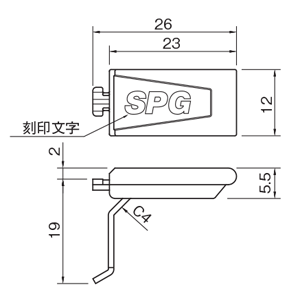 フィット棚柱 KTR-3F用 専用L型棚受 ヘアライン 黒ラバー付