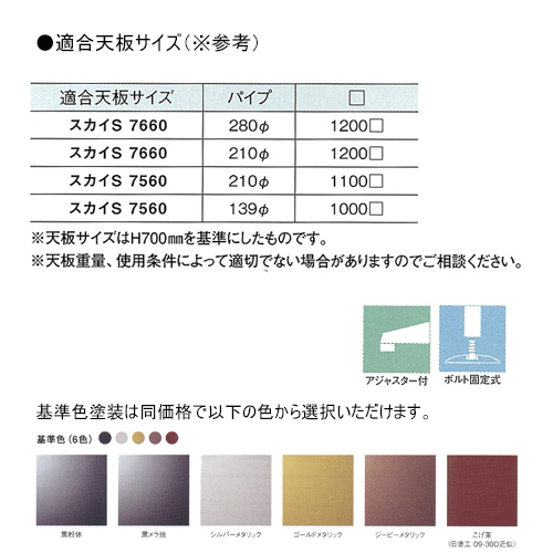 テーブル脚 アイアン DIY 脚 パーツ スカイS7560 ベース560x560 パイプ210φ 受座35...