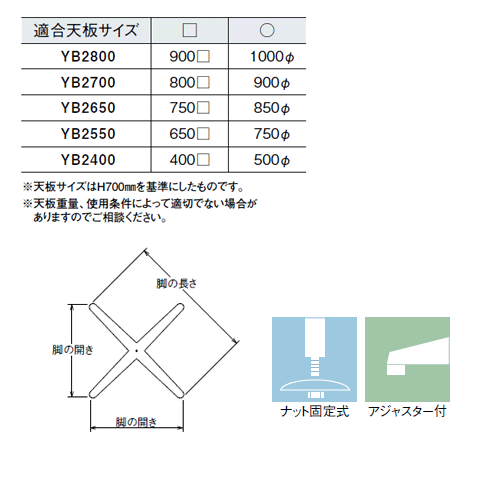 �ơ��֥�� �������� DIY �� �ѡ��� YB2400 �١���295x295 �ѥ���38.1�� ����280�� ��ʶ������ AJ�� �⤵700mm�ޤ�