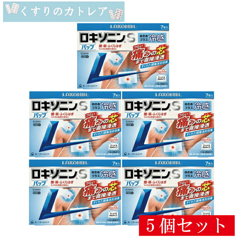 ■商品説明 すぐれた鎮痛消炎効果をもつ［ロキソプロフェンナトリウム水和物］を配合。 ●肌から吸収されると活性型に変化、つらい痛みの芯まで直接浸透してしっかり効く。 ●1日1回使用。貼り心地がよく、すぐれた伸縮性ではがれにくい。 ●広範囲な部位に使いやすい。 ●スーッとここちよい冷感タイプ。 ■効果・効能 腰痛、肩こりに伴う肩の痛み、関節痛、筋肉痛、腱鞘炎（手・手首の痛み）、肘の痛み（テニス肘など）、打撲、捻挫 ■用法・用量 表面のライナー（フィルム）をはがし、1日1回患部に貼付して下さい。 ＜備考＞ ・15歳未満の小児は使用しないで下さい。 ・1日あたり2枚を超えて使用しないで下さい。 ・連続して2週間以上使用しないで下さい。 ＜用法・用量に関連する注意＞ （1）用法・用量を厳守して下さい。 （2）本剤は、痛みやはれ等の原因になっている病気を治療するのではなく、痛みやはれ等の症状のみを治療する薬剤なので、症状がある場合だけ使用して下さい。 （3）1日あたり2枚を超えて使用しないで下さい。 （4）汗をかいたり、患部がぬれている時は、よく拭きとってから使用して下さい。 （5）皮膚の弱い人は、使用前に腕の内側の皮膚の弱い箇所に、1～2cm角の小片を目安として半日以上貼り、発疹・発赤、かゆみ、かぶれ等の症状が起きないことを確かめてから使用して下さい。 ■成分・分量 (膏体100g中) ロキソプロフェンナトリウム水和物：1.134g （無水物として1g） ハッカ油、ポリソルベート80、酸化チタン、酒石酸、エデト酸Na、グリセリン、カルメロースNa、タルク、水酸化Al、クロタミトン、ポリアクリル酸部分中和物、その他2成分 1枚あたり(10cm*14cm) 膏体量10g ■使用上の注意 してはいけないこと （守らないと現在の症状が悪化したり、副作用が起こりやすくなります） 1．次の人は使用しないで下さい。 （1）本剤又は本剤の成分によりアレルギー症状を起こしたことがある人 （2）本剤又は他の解熱鎮痛薬、かぜ薬、外用鎮痛消炎薬を使用してぜんそくを起こしたことがある人 （3）15歳未満の小児 2．次の部位には使用しないで下さい。 （1）目の周囲、粘膜等 （2）しっしん、かぶれ、傷口 （3）みずむし・たむし等又は化膿している患部 3．本剤を使用している間は、他の外用鎮痛消炎薬を使用しないで下さい。 4．連続して2週間以上使用しないで下さい。（本剤は痛みを一時的におさえるものです。痛み等の症状が継続する場合には、使用を中止し、医師の診療を受けて下さい） 相談すること 1．次の人は使用前に医師、薬剤師又は登録販売者に相談して下さい。 （1）医師の治療を受けている人 （2）薬などによりアレルギー症状を起こしたことがある人 （3）妊婦又は妊娠していると思われる人 （4）高齢者 （5）次の診断を受けた人 気管支ぜんそく 2．使用後、次の症状があらわれた場合は副作用の可能性がありますので、直ちに使用を中止し、この外箱を持って医師、薬剤師又は登録販売者に相談して下さい。 関係部位・・・症状 皮膚・・・発疹・発赤、かゆみ、はれ、ヒリヒリ感、かぶれ、水疱、青あざができる、色素沈着 消化器・・・胃部不快感、みぞおちの痛み その他・・・むくみ まれに下記の重篤な症状が起こることがあります。その場合は直ちに医師の診療を受けて下さい。 症状の名称・・・症状 ショック（アナフィラキシー）・・・使用後すぐに、皮膚のかゆみ、じんましん、声のかすれ、くしゃみ、のどのかゆみ、息苦しさ、動悸、意識の混濁等があらわれる。 3．使用後、次の症状があらわれることがありますので、このような症状の持続又は増強が見られた場合には、使用を中止し、この外箱を持って医師、薬剤師又は登録販売者に相談して下さい。 下痢・軟便 4．5～6日間使用しても症状がよくならない場合は使用を中止し、この外箱を持って医師、薬剤師又は登録販売者に相談して下さい。 （他の疾患の可能性があります） ■保管及び取り扱い上の注意 （1）直射日光の当たらない湿気の少ない涼しい所に保管して下さい。 （2）小児の手の届かない所に保管して下さい。 （3）他の容器に入れ替えないで下さい。（誤用の原因になったり品質が変わります） （4）品質保持のため、開封後の未使用分は袋に入れ、袋のチャックをきちんと閉めて保管して下さい。 （5）表示の使用期限を過ぎた製品は使用しないで下さい。また、アルミ袋を開封した後は、なるべく早く使用して下さい。 ■お問い合わせ先 第一三共ヘルスケア株式会社 お客様相談室 〒103-8234 東京都中央区日本橋3-14-10 電話 0120-337-336 受付時間 9：00～17：00(土、日、祝日を除く) ■製造販売元 リードケミカル株式会社 富山県富山市日俣77-3 ■商品区分 第2類医薬品 ■広告文責 有限会社リライヴ　くすりのカトレア 薬剤師　福永勝秀 06-6809-53561個はこちらをクリック！ 2個セットはこちらをクリック！ 3個セットはこちらをクリック！ 4個セットはこちらをクリック！ 5個セットはこちらをクリック！