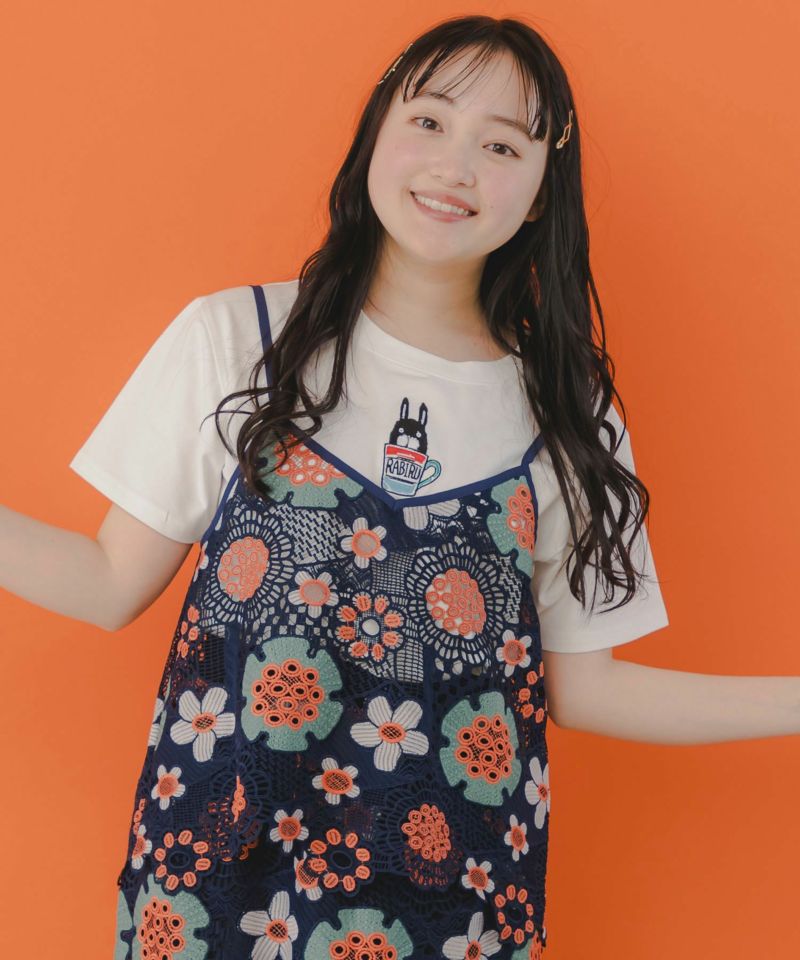 scolar スカラー 151644:かぎ編み風 花柄レースビスチェ