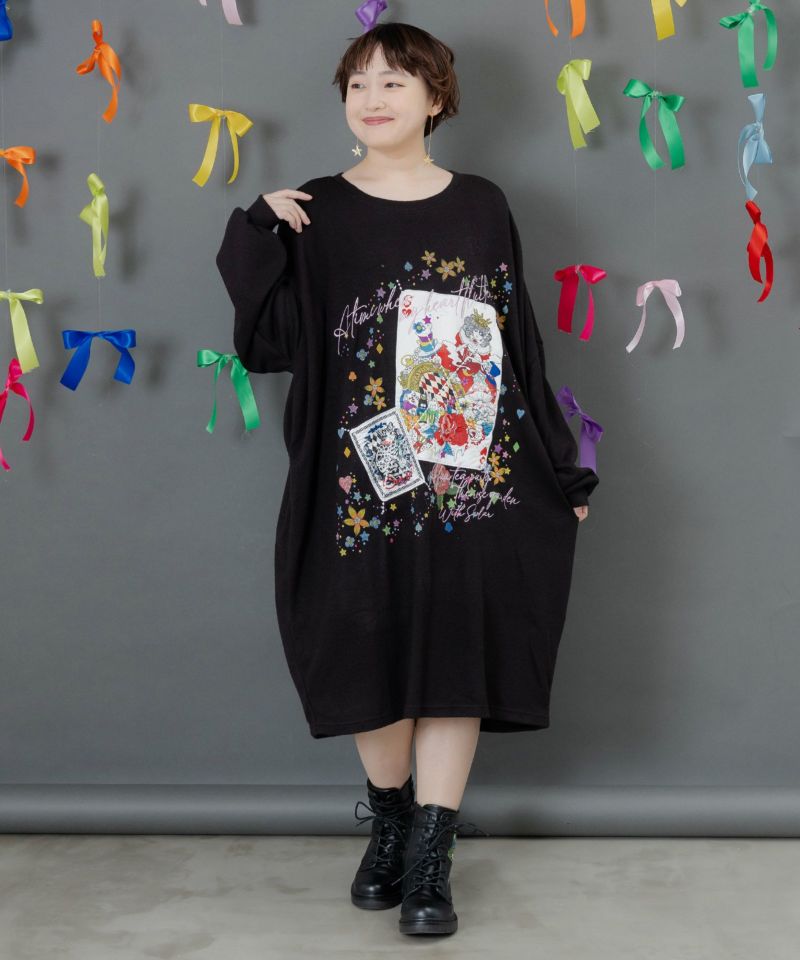 scolar スカラー 153763：スカラートランプ アップリケ刺繍ワンピース