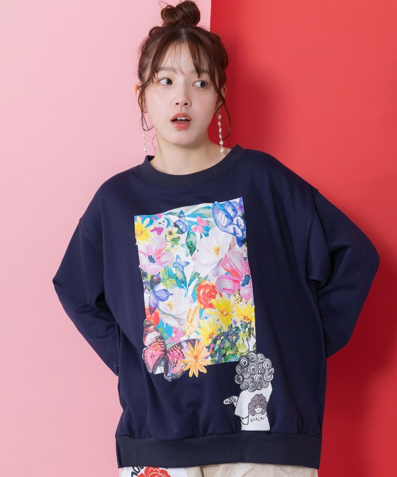 scolar スカラー 161616：画家スカラーちゃんキャンバス柄プルオーバー