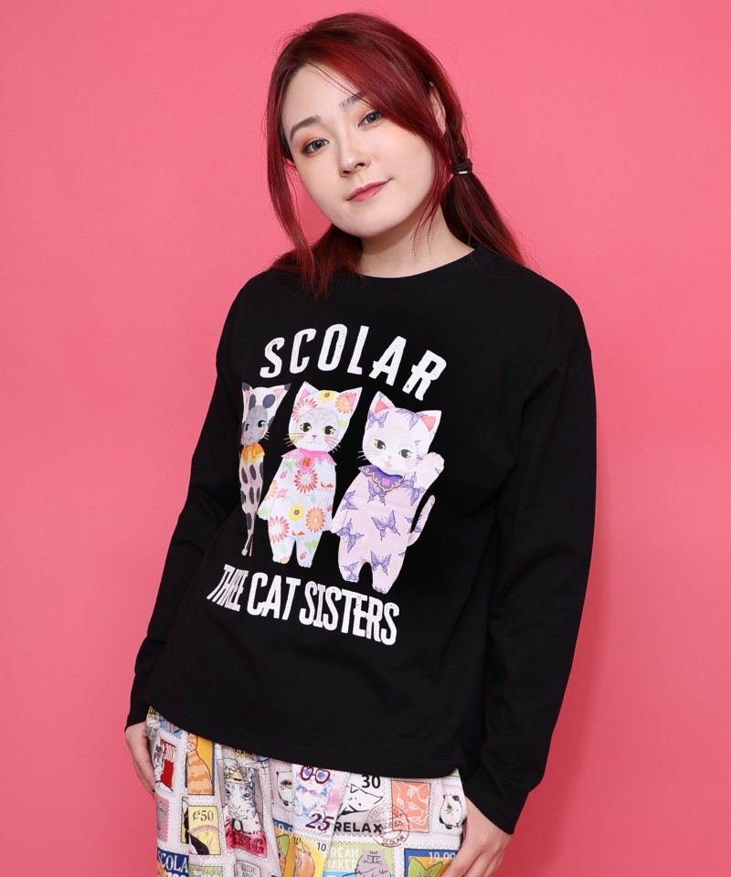 Rakuten - scolar スカラー 161623：おしゃれネコシスターズTシャツ