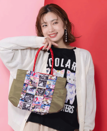 Rakuten - scolar スカラー 661431：コラージュ総柄 パラコード配色トートバッグ