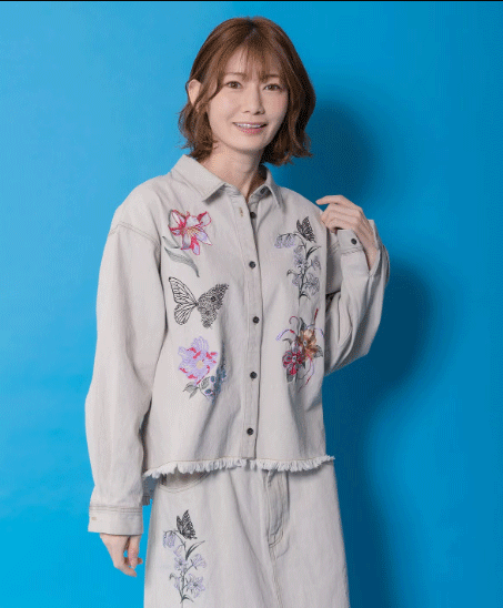 Rakuten - is scolar イズスカラー 561238：花蝶刺繍すそフリンジ入りデニムシャツ