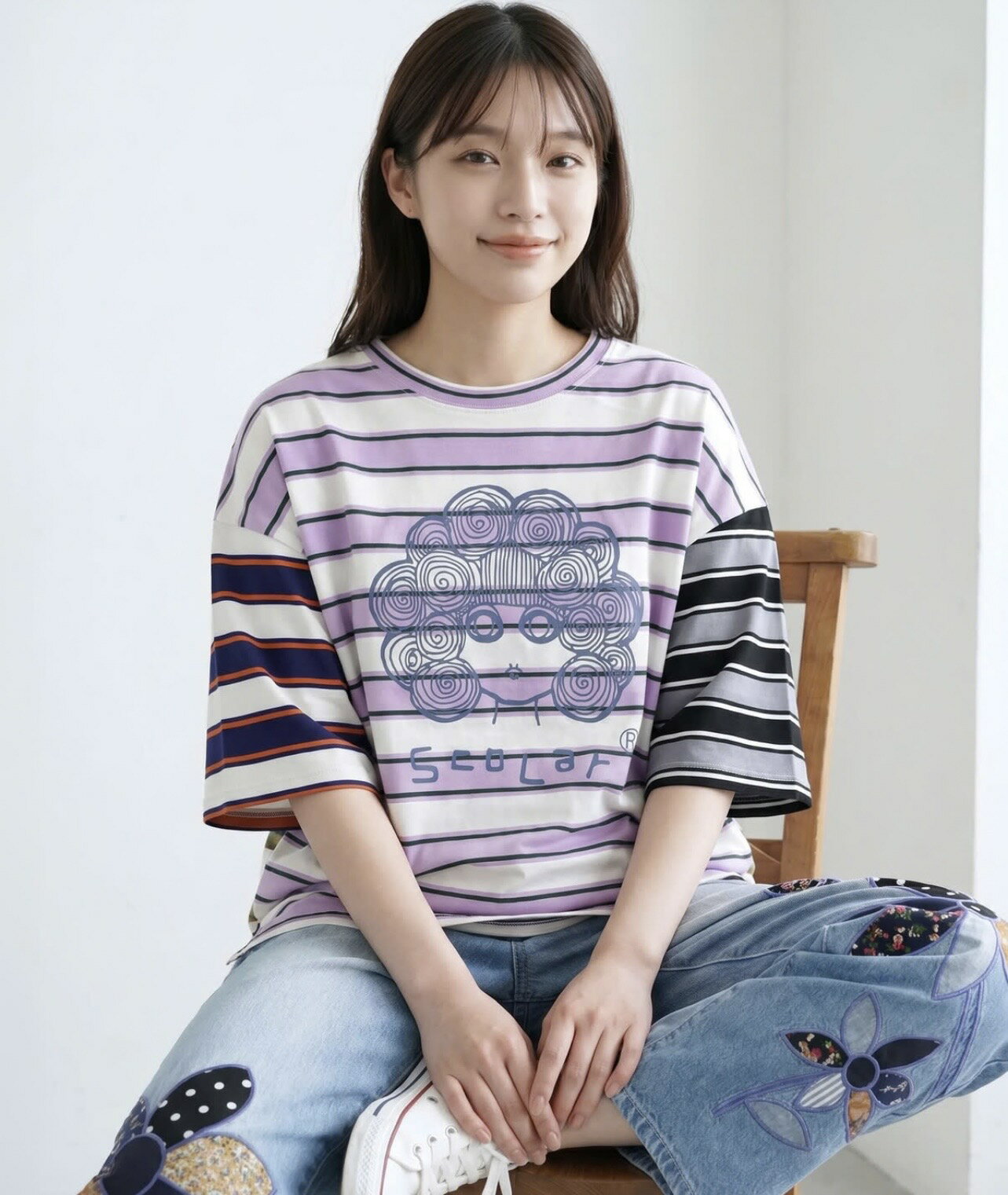 Y - scolar スカラー 162624：スカラーちゃん 配色ボーダー切替プルオーバー