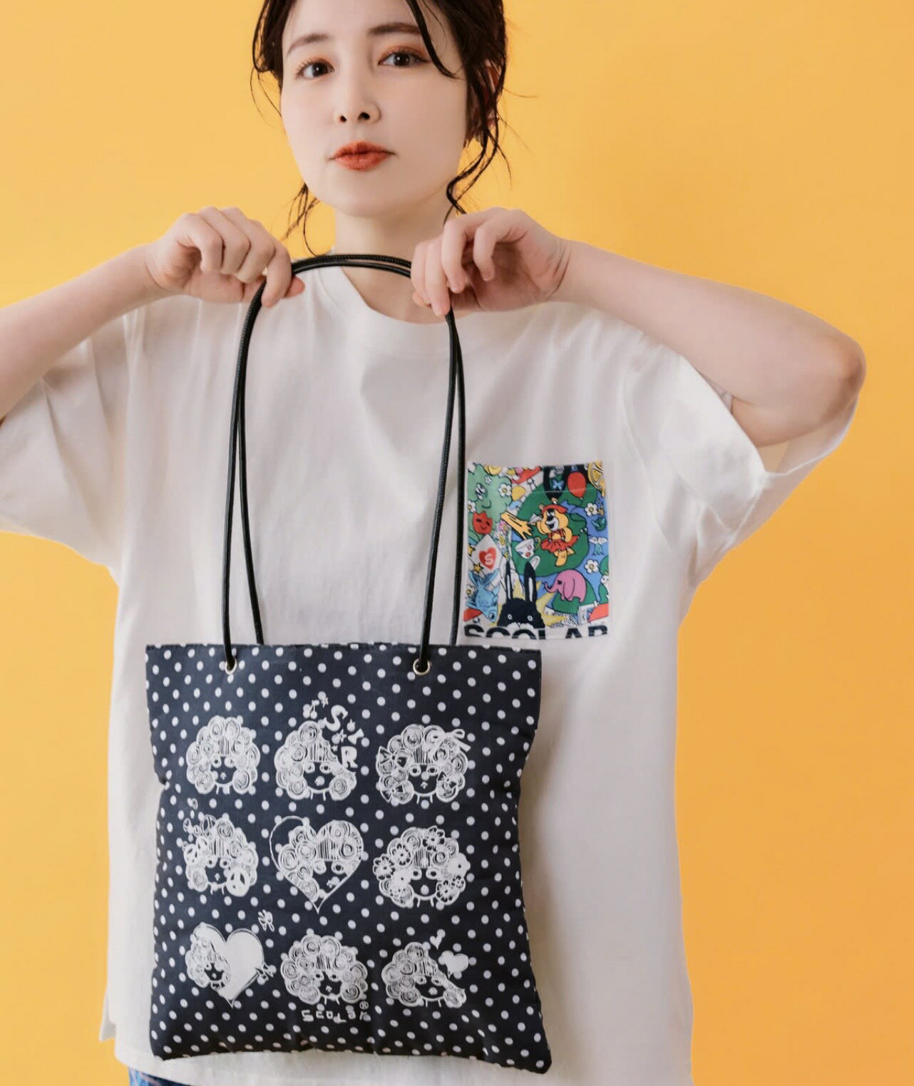 Rakuten - scolar 　 スカラー　　662436：ドット×スカラーちゃん柄トートバッグ