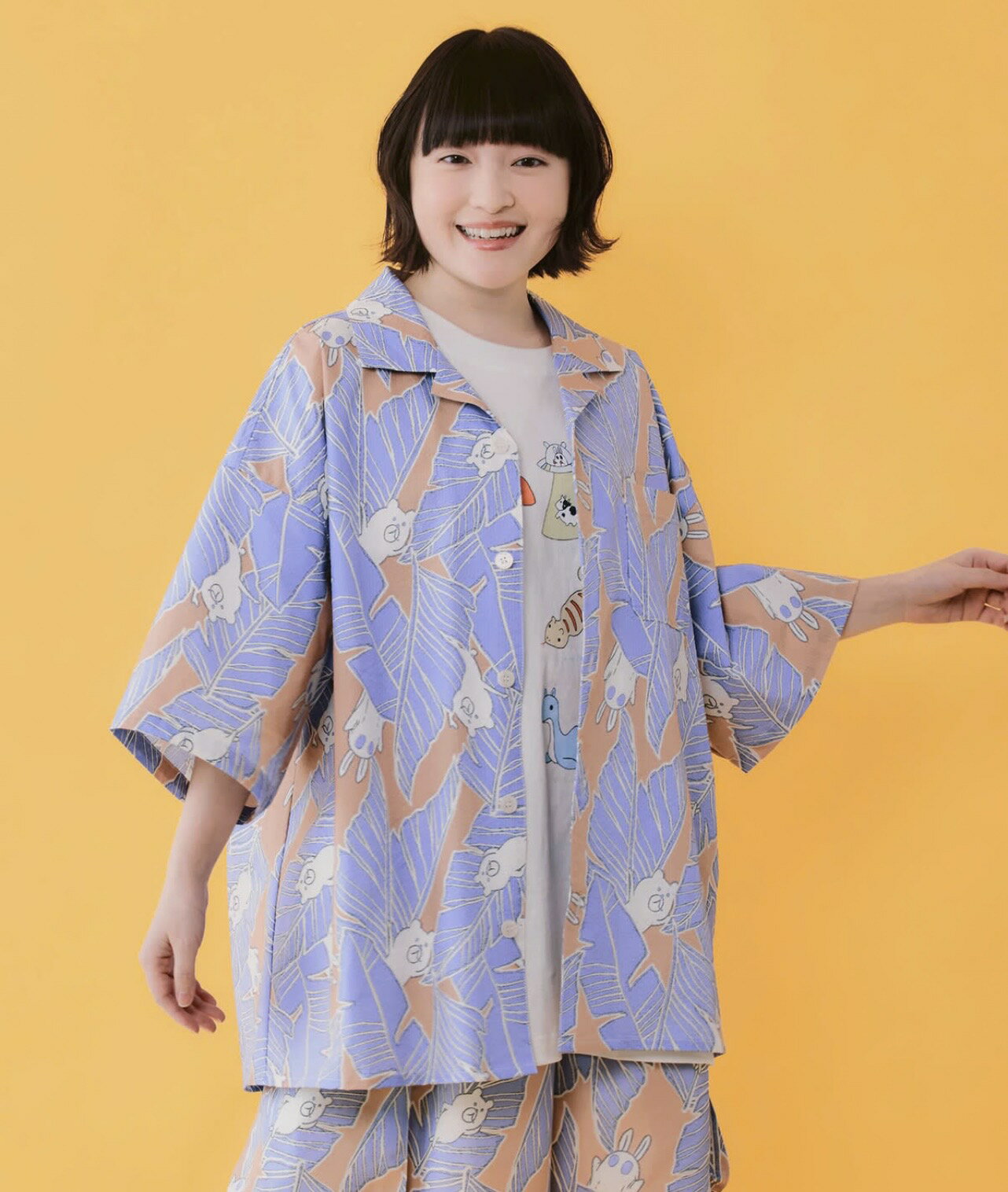 Rakuten - scolarparity スカラーパリティ　362113：Parityキャラ トロピカルリーフ柄シャツ