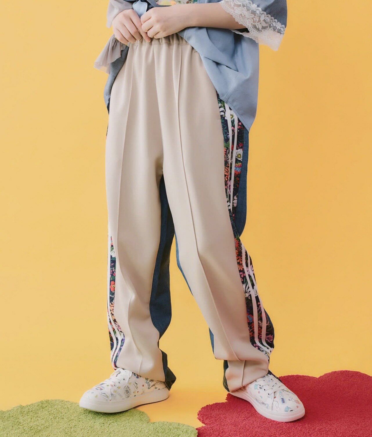 Rakuten - scolar スカラー　162646：サイドライン入り ジャージ×デニムパンツ
