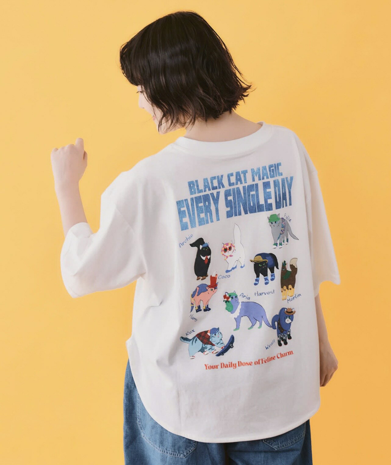 Rakuten - scolar スカラー　162655：ブラックキャットマジック柄 接触冷感Tシャツ