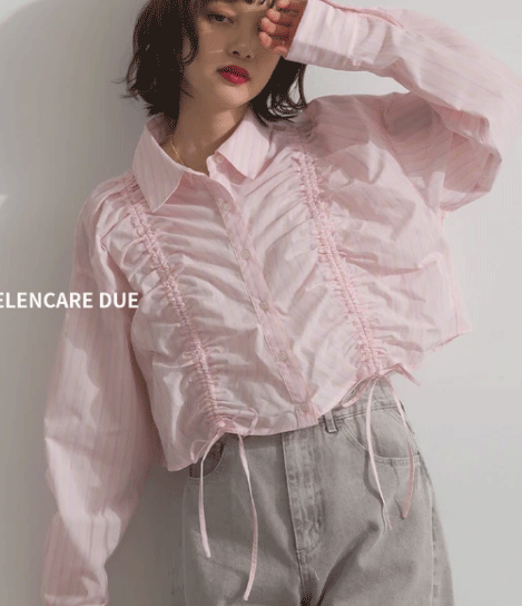 Rakuten - 【2026年春新作】　ELENCARE DUE　　ショート丈 フロントシャーリング シャツ
