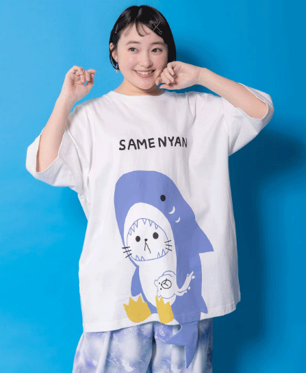 Rakuten - scolar parity スカラーパリティ　361120：しっぽ飛び出しサメニャン柄Tシャツ