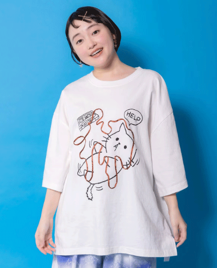 Rakuten - scolar parity スカラーパリティ　361121：カセットテープにからまるネコTシャツ