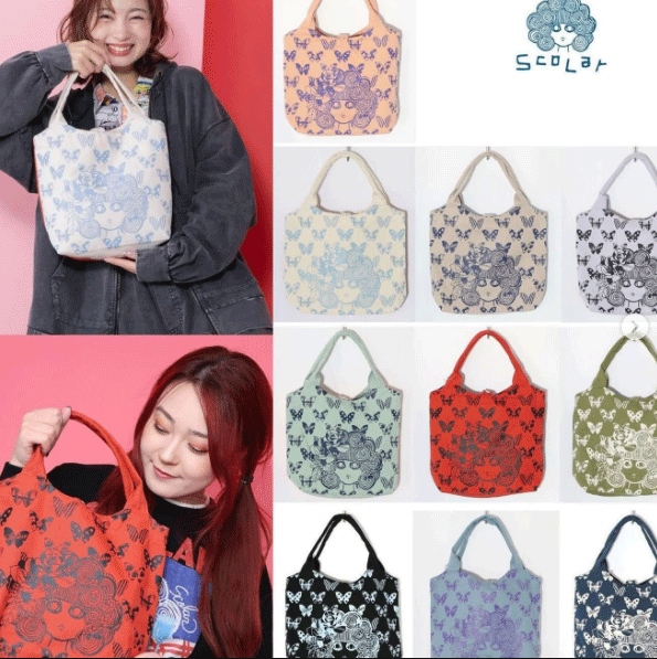 Rakuten - scolar スカラー　661435：スカラーちゃん×蝶々柄配色ランチトートバッグ