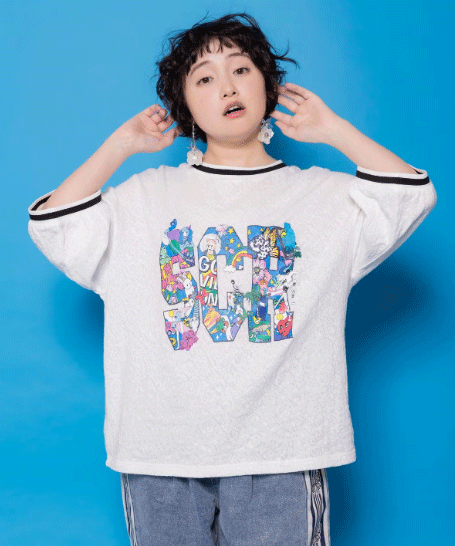 Rakuten - scolar スカラー 161648：カラフルポップ柄ローズジャガードTシャツ