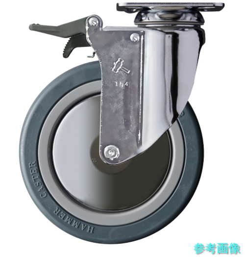 (ハンマー) 915M-RB150 旋回式ゴム車輪(ナイロンホイール・ボールベアリング)150mm トータルロック 【1個】