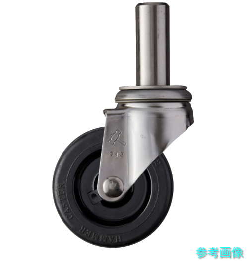 (ハンマー) 320SK-RU100 SKシリーズオールステンレス 旋回式ゴム車輪(ナイロンホイール) 100mm 【1個】のサムネイル