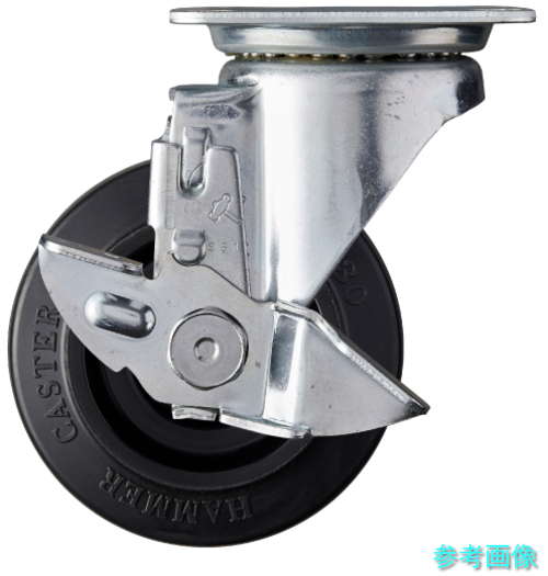 (ハンマー) 4132S-1FR100 ハンマー 旋回式ゴム車輪(ナイロンホイール・ラジアルボールベアリング)100mmストッパー付 【1個】