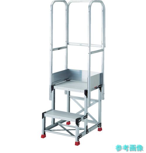 メーカー：トラスコ中山(株) 在庫状況：仕入先在庫品 納期：お支払い確認後、3営業日以内出荷予定（欠品時は早急にご連絡いたします。） 商品特長：●作業用踏台と天板三方付きのセットになります。●支柱枠・布枠はアルマイト仕上、天板・踏板・手すりは生地材です。●手すり高さは900mmと1100mm兼用タイプでどちらの高さも取付可能です。 用途：●工場、倉庫内での作業に。 仕様：●最大使用質量(kg)：150●段高(mm)：300●天板高さ(m)：0.6●天板寸法(mm)：600×400●設置寸法(mm)間口：620●設置寸法(mm)奥行：629●段数(段)：2●踏ざん踏面幅(mm)：200●踏面タイプ：縞板タイプ●タイプ：踏台2段+天板三方手すり高さ900、1100mm兼用●設置寸法(mm)間口×奥行：620×629●組立式●支柱枠・布枠：アルマイト仕上　天板・踏板・手すり：生地材●踏台本体高さ：600mm●手すり高さ：900・1100mm兼用 材質／仕上：●アルミ合金