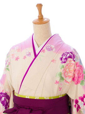 【レンタル】 卒業袴 卒業式 袴 クリーム ピンク 薔薇 セット | 卒業 袴セット 着物 貸衣裳 貸衣装 はかま 衣装レンタル レンタル衣装 卒業式袴セット 着物袴 袴セット セット レンタル袴 袴レンタル 新品足袋プレゼント R1163_E-H70-24-2