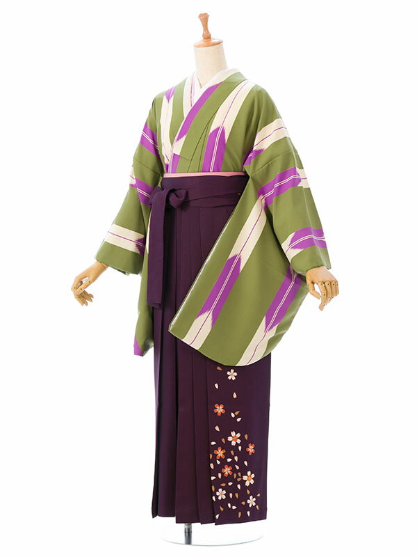 【レンタル】袴 レンタル 卒業袴 卒業式 はかま 袴レンタル 小学生 矢絣 抹茶 代引き手数料無料 新品足袋プレゼント R1370_H48-25-1