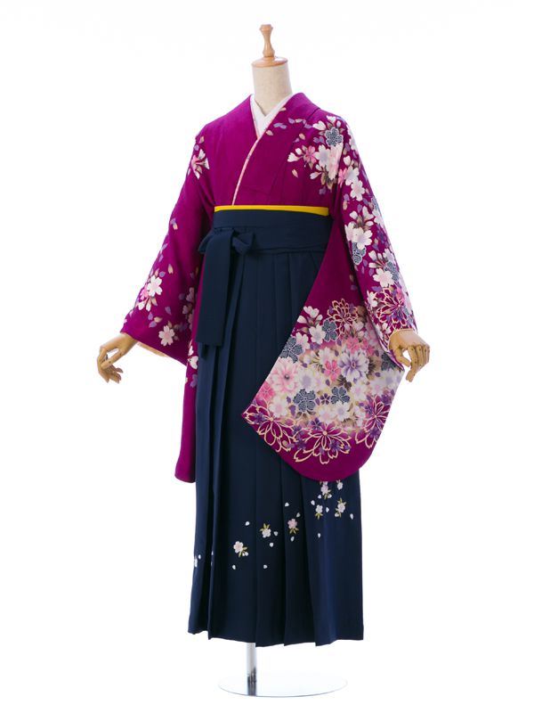 【レンタル】レンタル袴 はかま 着物 卒業袴 貸衣装 貸衣裳 女袴 袴 レンタル ☆新品足袋プレゼント 女袴/着物レンタル R1128_HDL1128 紺2.5