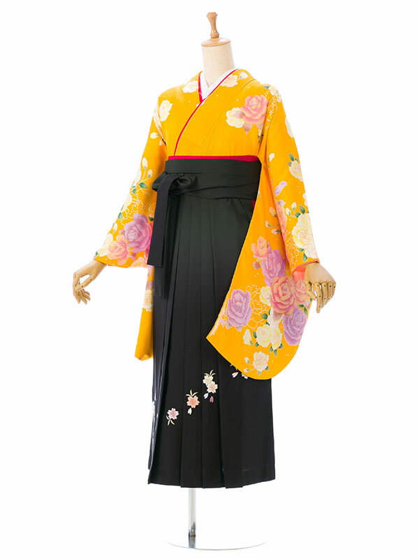 【レンタル】 卒業袴 レンタル 卒業式 袴 レンタル 小学生 女の子 オレンジ 市松 京都 無料小物一式つき 新品足袋プレゼント R1125_E-H007-23-2