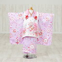 【レンタル】ブランド 花うさぎ 桜 小花 被布:白×ピンク 着物:ラベンダー地 七五三 3歳着物レンタル 七五三 着物 七五三 被布 貸衣装 往復送料無料 七五...